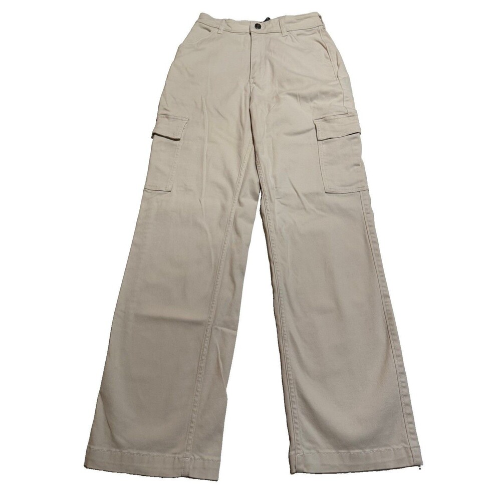 Hollister Ultra High Rise Dad Pant Women's Size 26R Beige Cotton Stretch Cargo
